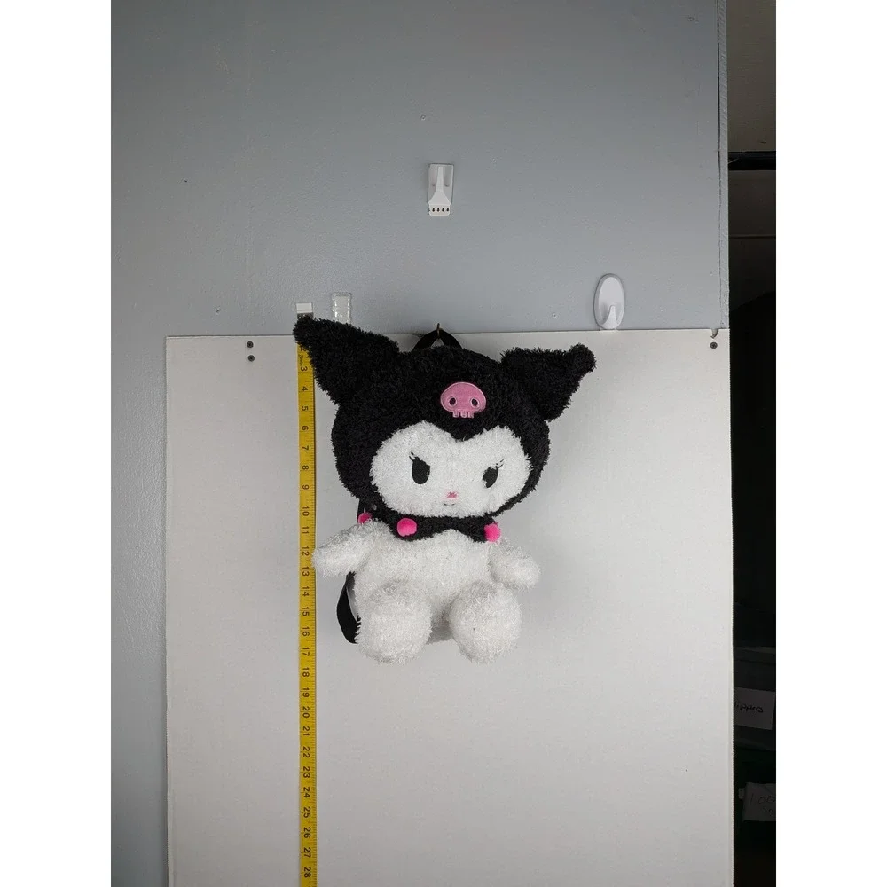 Sanrio Kuromi Plush Backpack Black White Fuzzy Sherpa Character Bag Kids